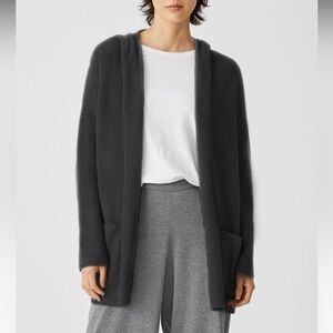 Chico’s Charcoal Knit Hooded Duster